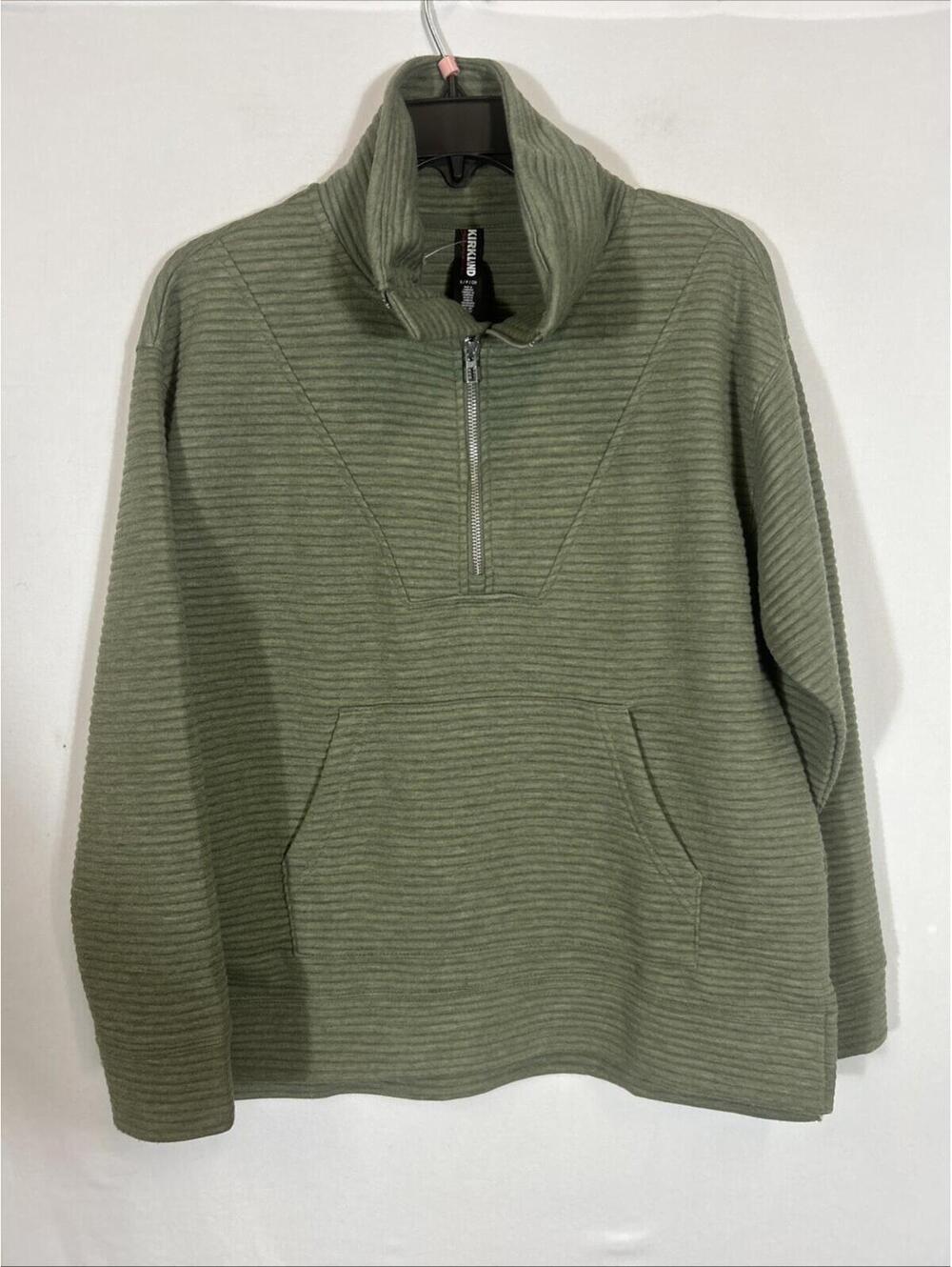 $80 Kirland Signature Woman’s Ottomon Half-Zip Ribbed Sweatshirt Green M